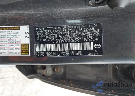 2008 Toyota Prius z USA, uszkodzony, nr VIN JTDKB20U883346292